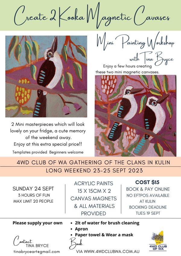 Art workshop Sunday 24 September - Create 2 Kooka Magnets